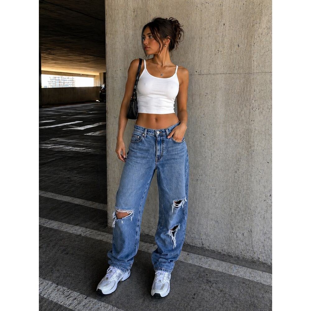 Levi’s SilverTab Mom Jeans Distressed Medium Wash W30 Y2K Denim